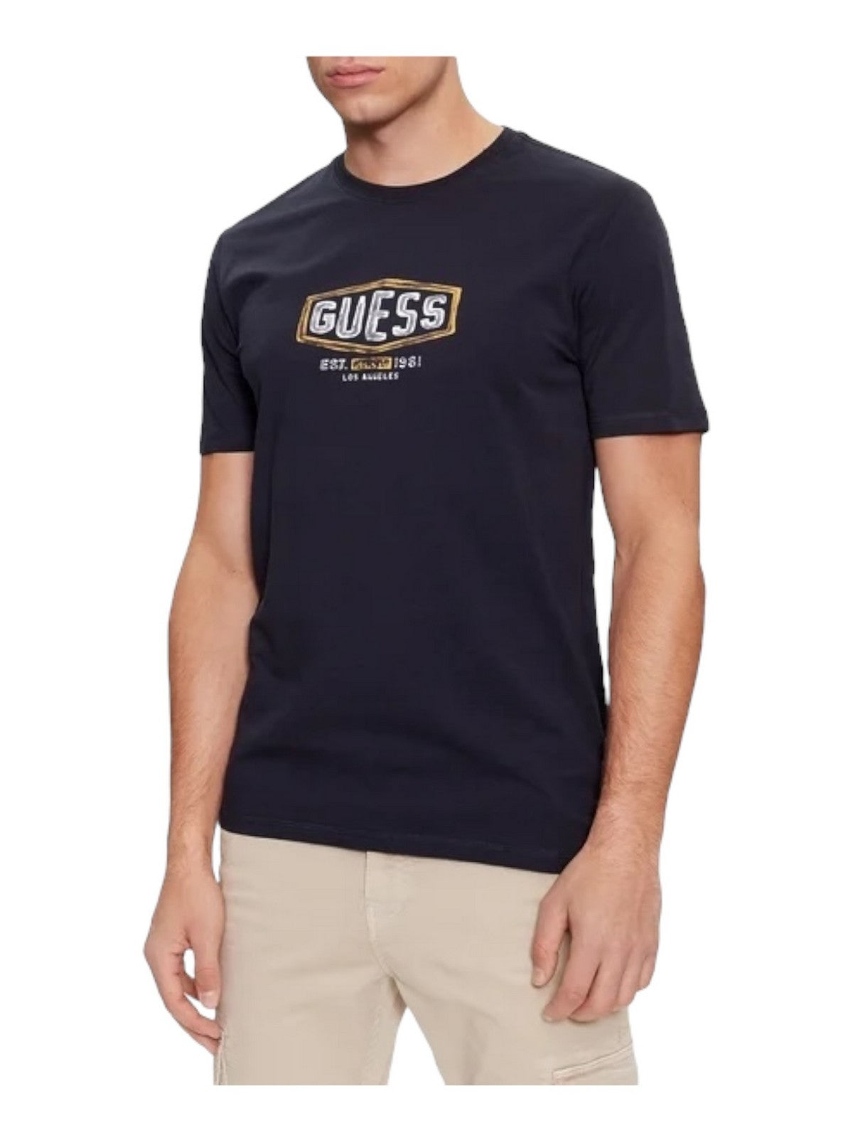 GUESS Hommes SS CN T-Shirt et Polo GUESS BOX CRAC M4RI33 J1314 G7V2 Bleu