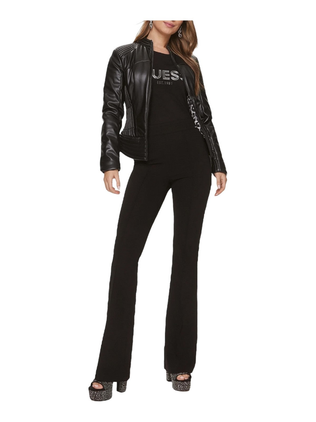 GUESS Veste Lea Corset Pu pour femme W4RL12 WFWT0 JBLK Noir