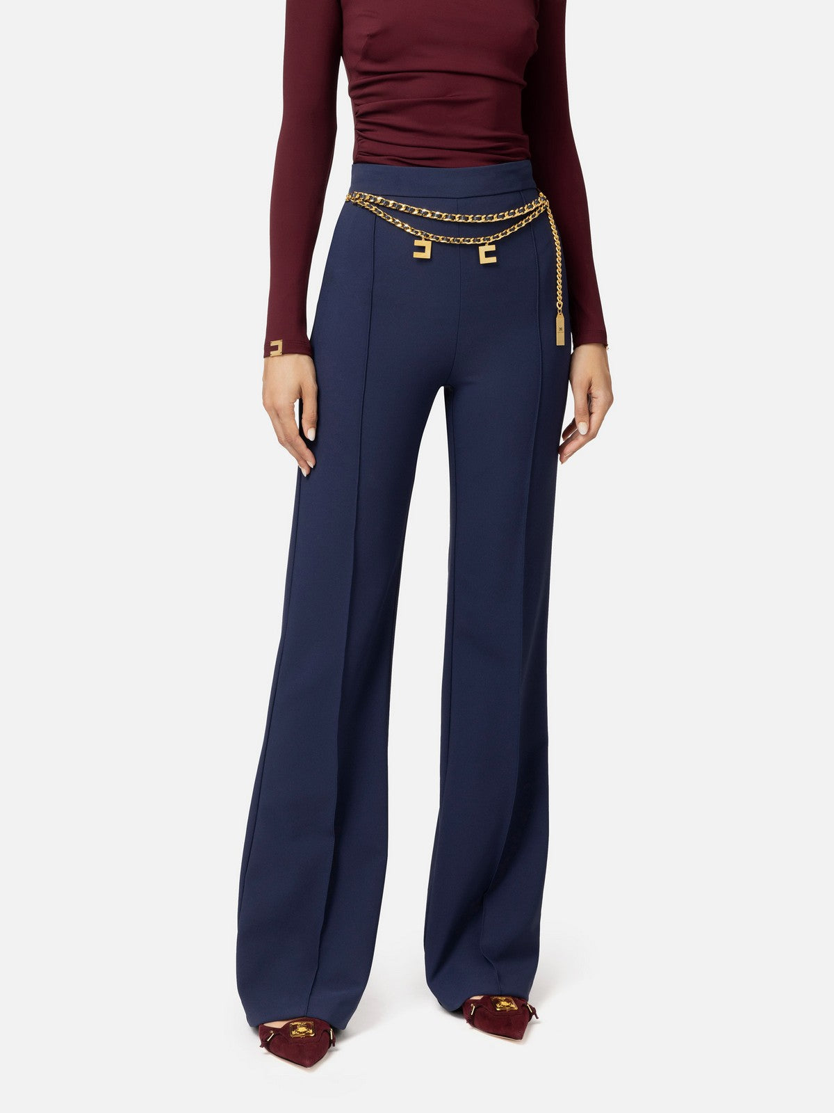 ELISABETTA FRANCHI Pantalon Femme PAT3546E2 B75 Bleu