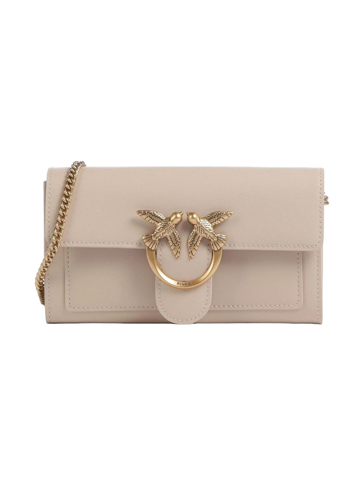 PINKO Sac pour femme Love One Wallet C Soie de veau 100062-A0F1 C50Q Beige