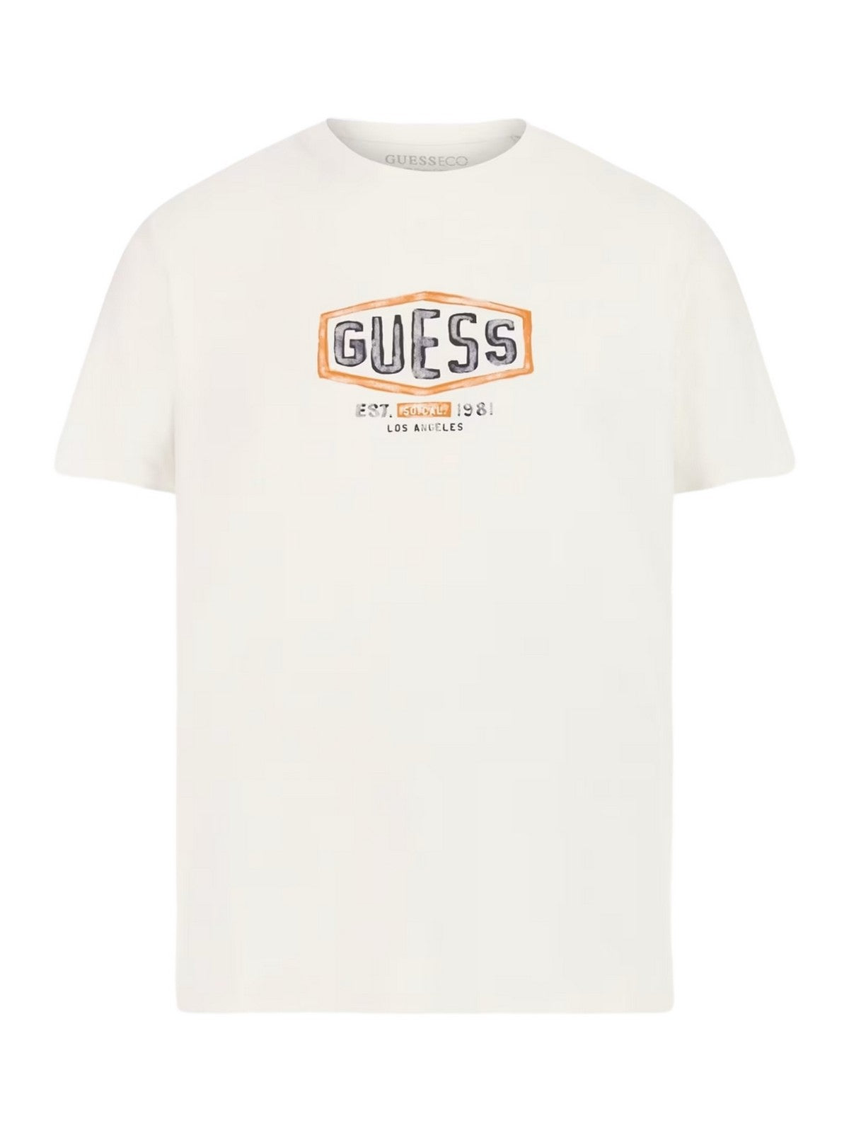 GUESS Hommes SS CN T-Shirt et Polo GUESS BOX CRAC M4RI33 J1314 G011 Blanc