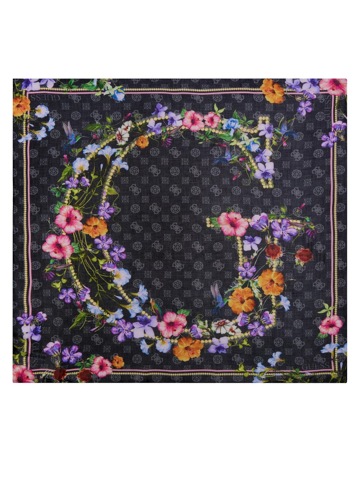 GUESS Foulard Kefiah 130X130 AW9991 COT03 BLA Noir pour femme