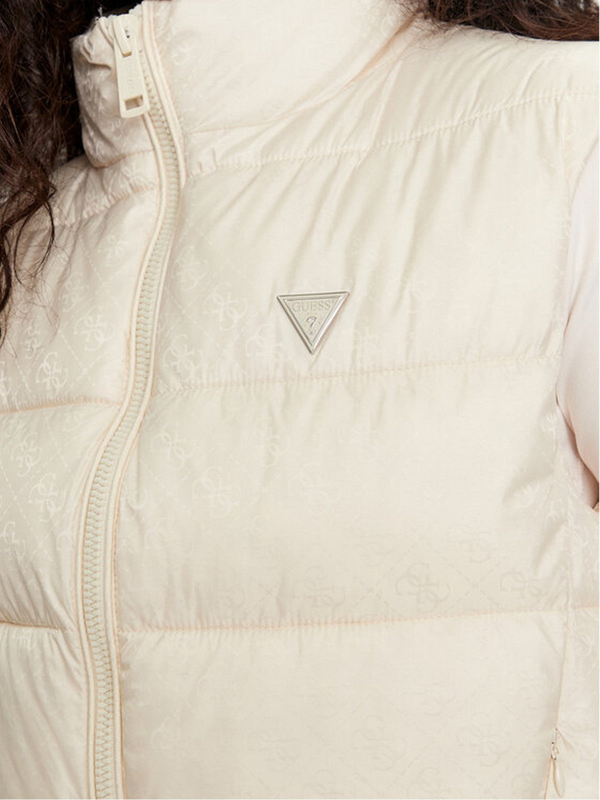 Gilet GUESS pour femmes NEW 4G LOGO PADDED VEST W4YL15 WGAL2 G1E0 Beige