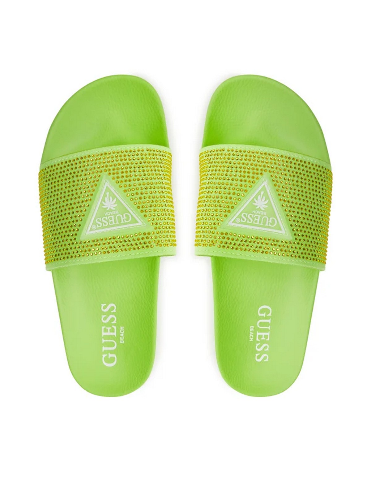 GUESS BEACHWEAR Chaussons de plage pour femmes Stras E4GZ25 BB00F G8V3 Green