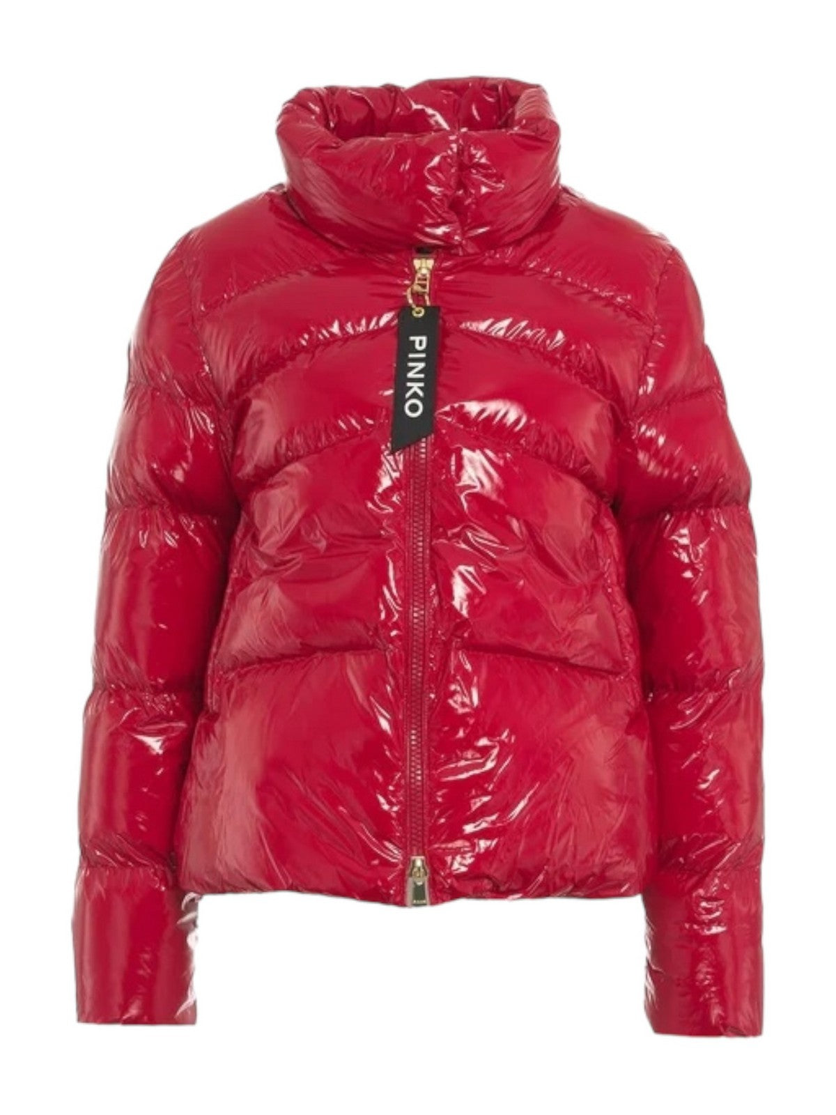 PINKO Femme Mirco Caban Crystal Nylon Down Jacket With 101598-A11K RA1 Red