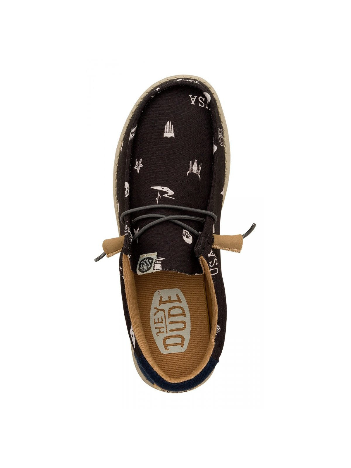 HEY DUDE Mocassin Hommes Wally Stars n Skulls Print HD.41284 001 Noir