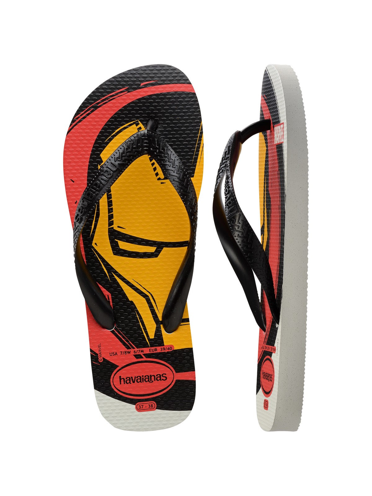 Tongs pour hommes HAVAIANAS Hav. Top Marvel Logomania 4146953.0001 Blanc