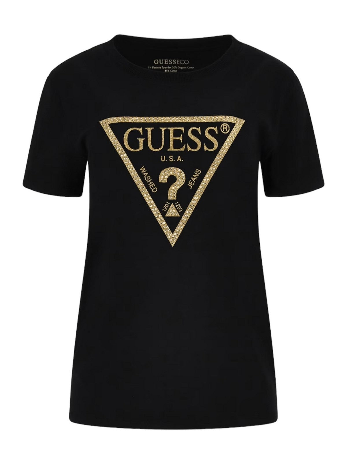 GUESS T-shirt et polo pour femmes Ss Cn Gold Triangle W4RI69 J1314 JBLK Noir