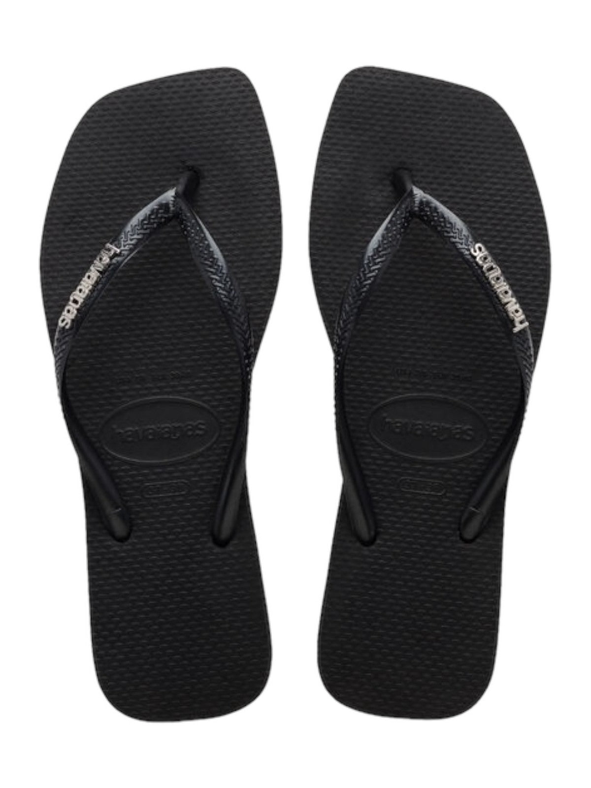 Tongs pour femmes HAVAIANAS Hav. logo carré métallique 4148257.2976 Noir