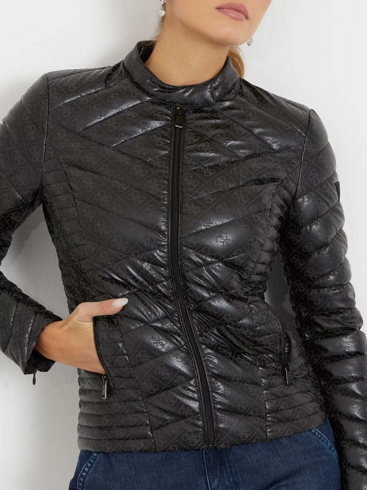 GUESS Veste à logo New Vona pour femme W4RL02 WFWM0 JTMU Noir