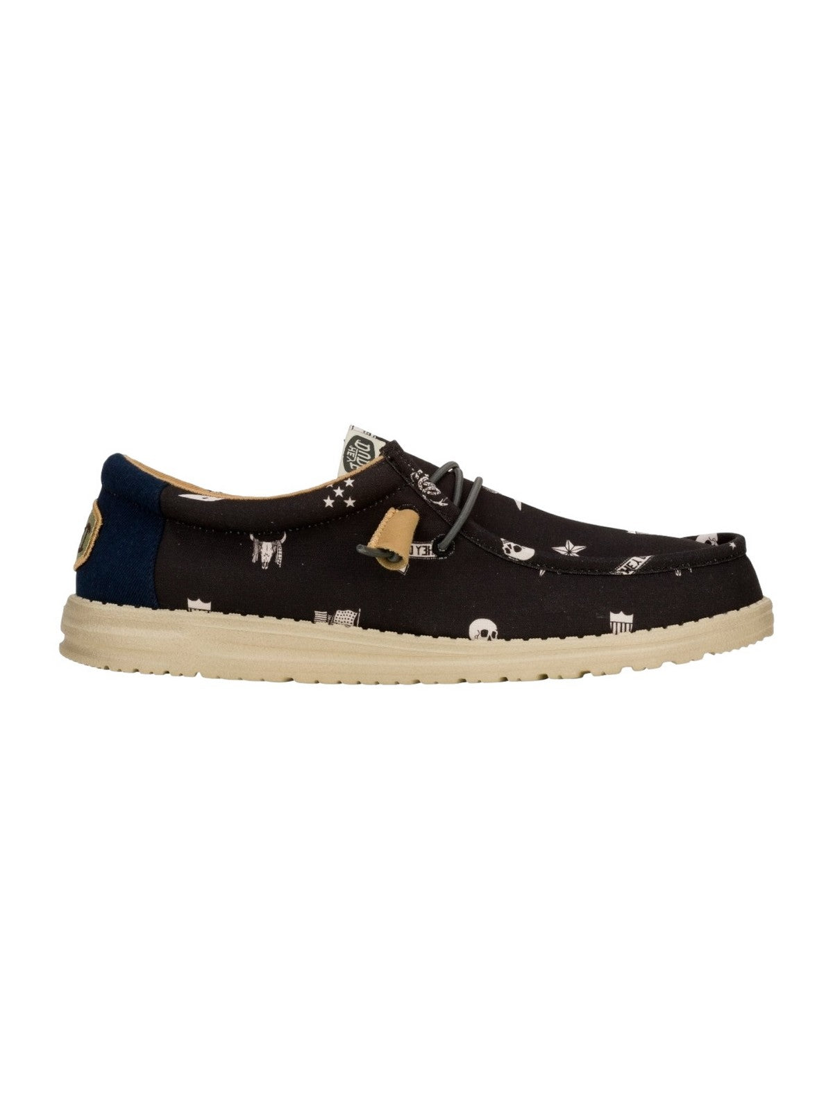 HEY DUDE Mocassin Hommes Wally Stars n Skulls Print HD.41284 001 Noir