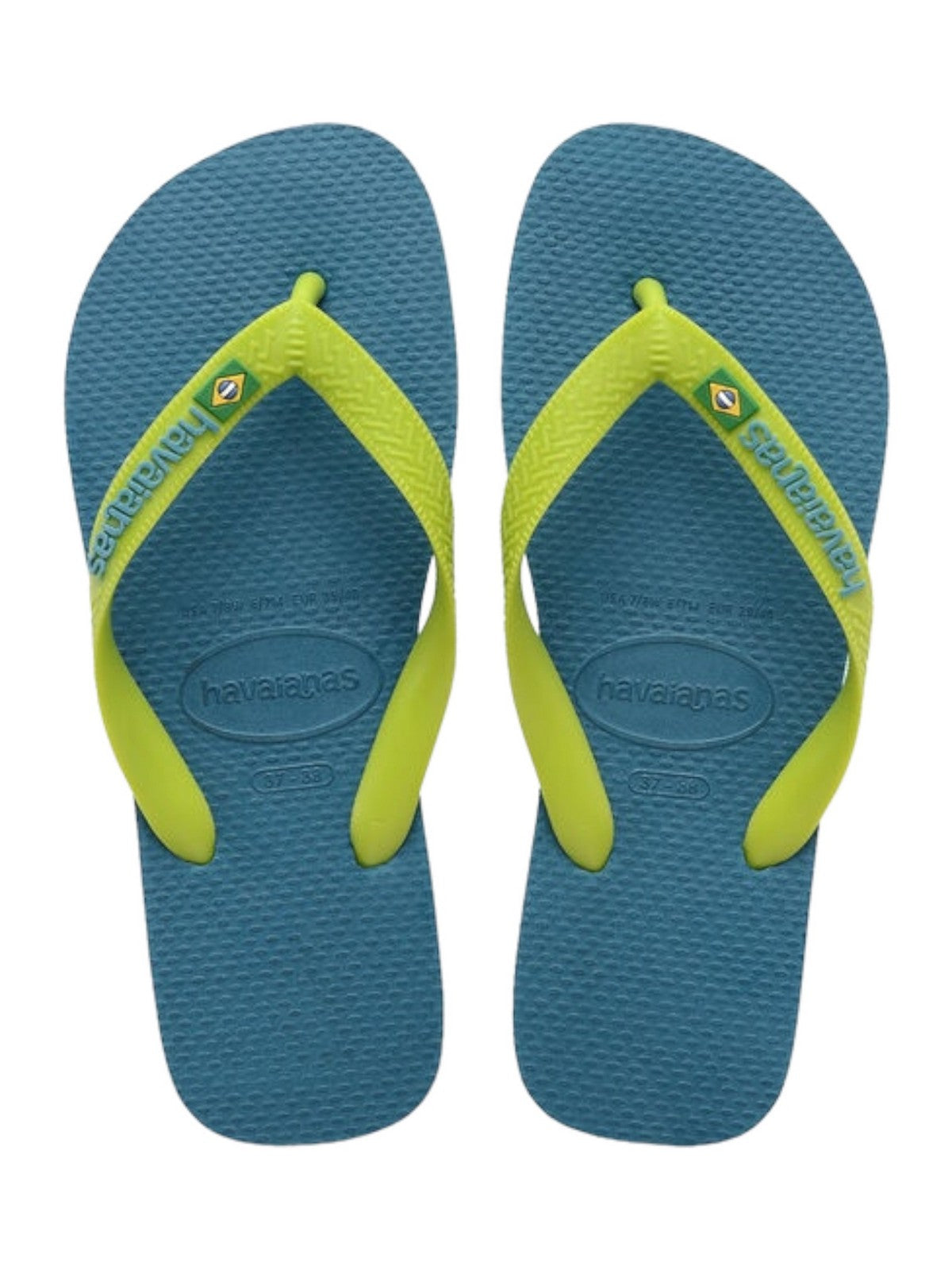 Tongs unisexes adultes HAVAIANAS Hav. Brasil logo 4110850.4974 Bleu