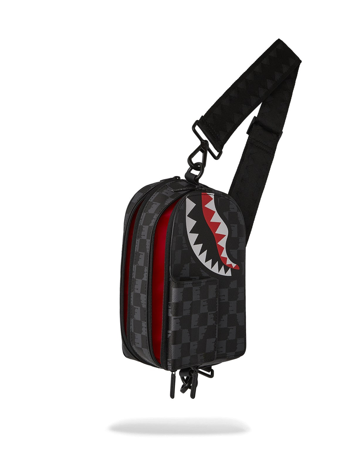 SPRAYGROUND Hommes DRIP CHECK SHARK BACKPACK SLING 910B6569NSZ Noir