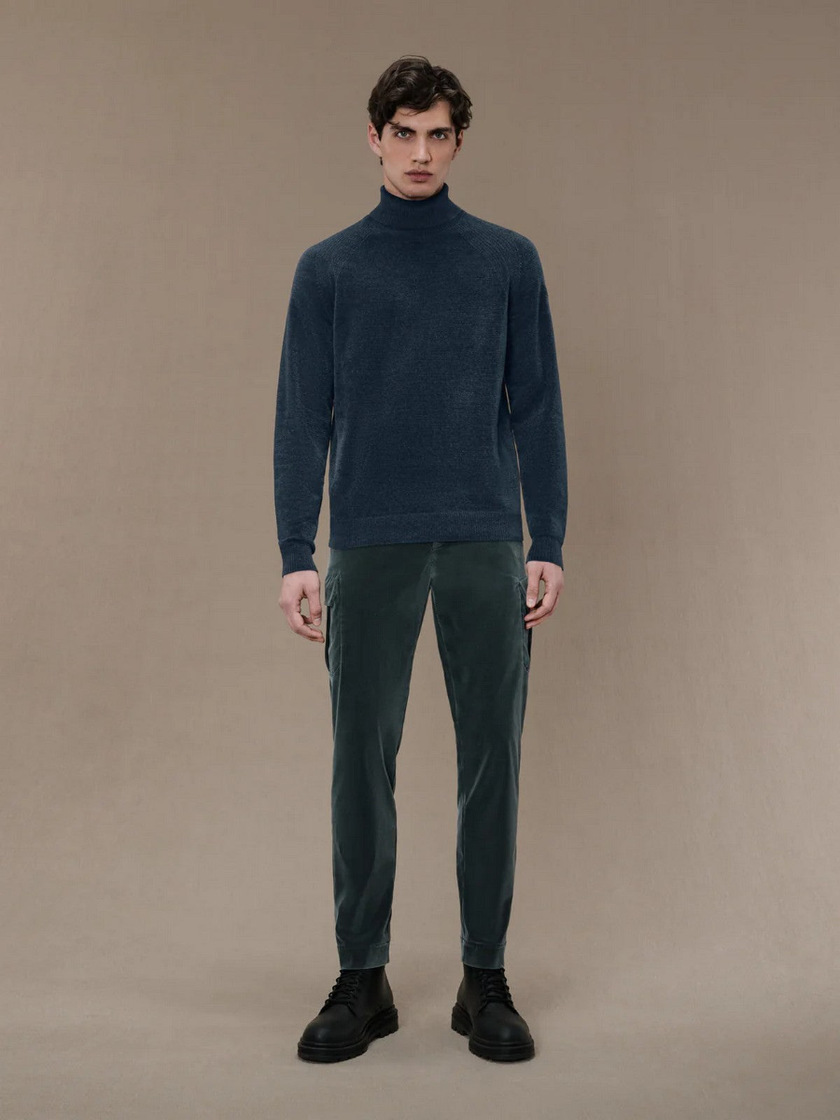 RRD Hommes VELVET TURTLENECK KNIT pull à col roulé W24133 62 Bleu