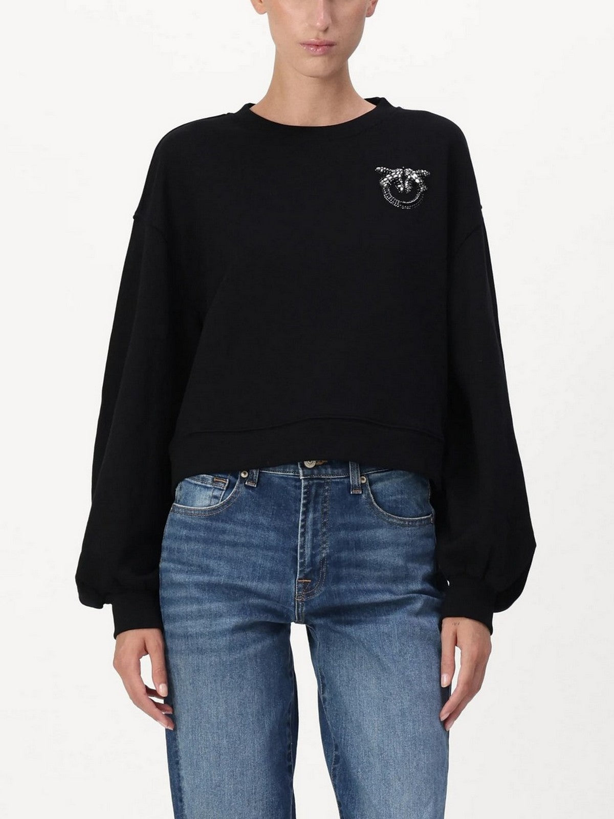 PINKO Sweatshirt Femme Logo Bir 102827-A24F Z99 Noir