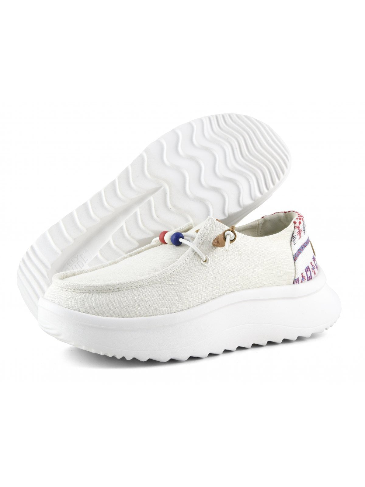 HEY DUDE Mocassin Wendy Peak Baja Stripe HD.40739 100 Blanc pour femme