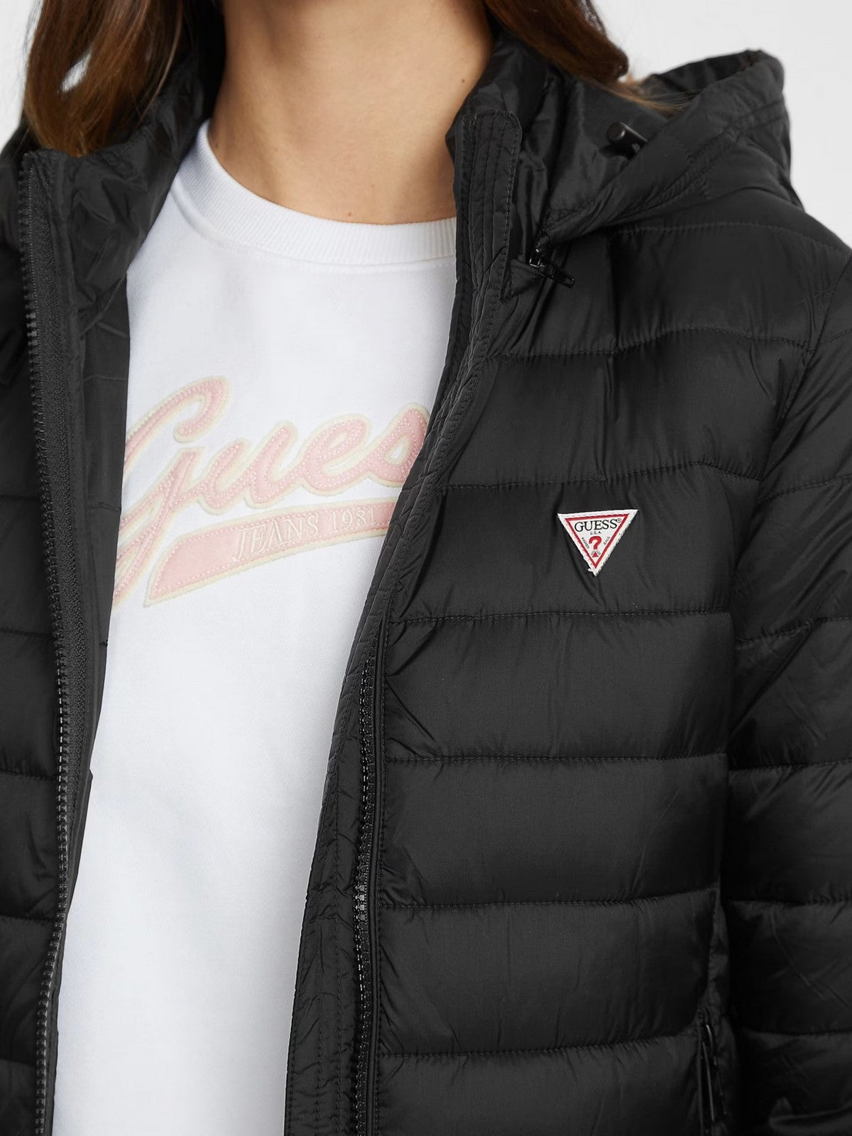 Doudoune GUESS pour femme GJ HOODED PUFFER W4YL00 WG922 JBLK Noir