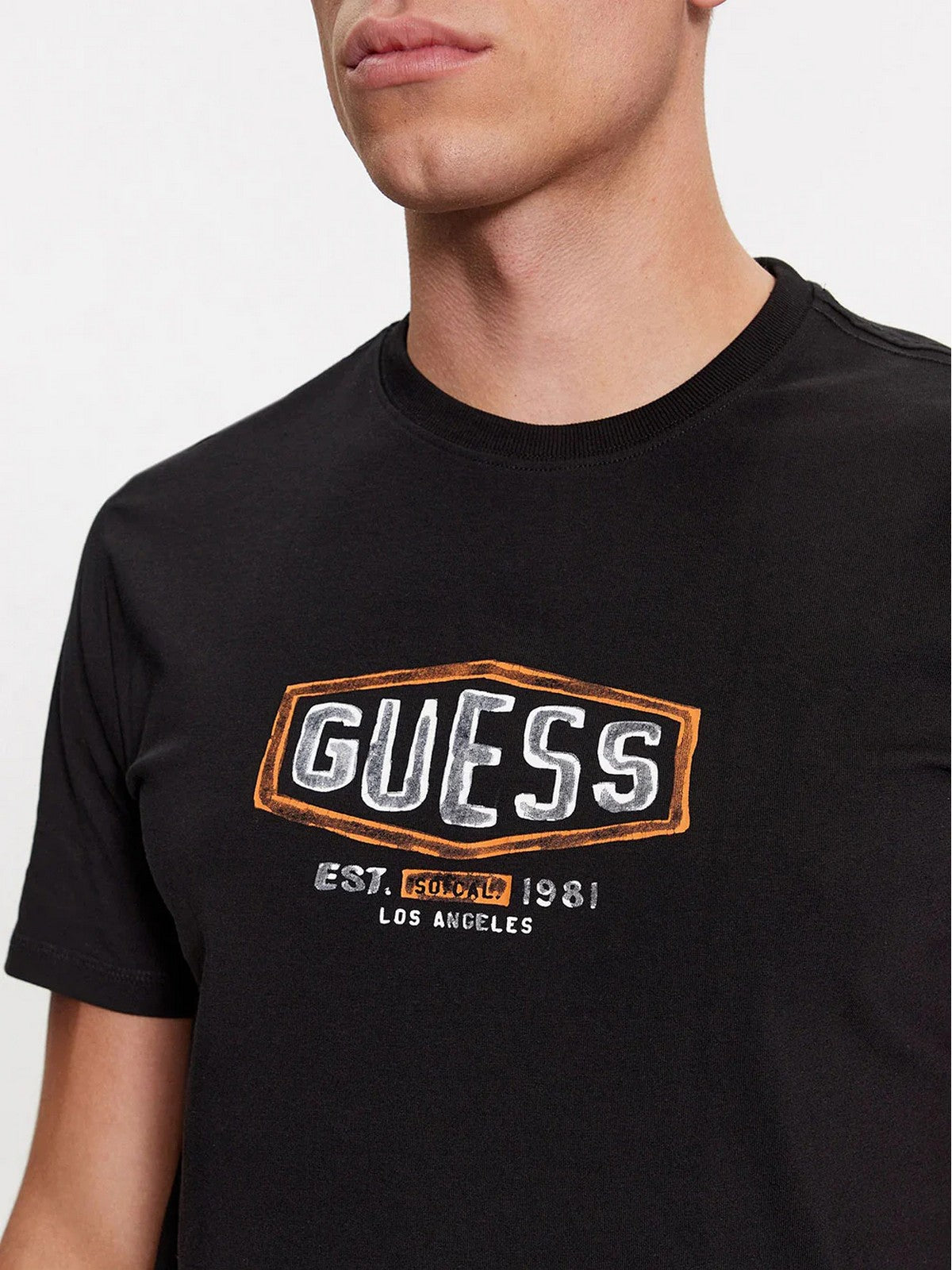 GUESS T-shirt et polo SS CN pour hommes GUESS BOX CRAC M4RI33 J1314 JBLK Noir