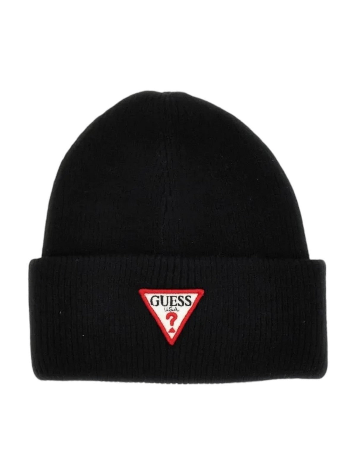 Chapeau BEANIE GUESS pour femme PATCH TRIANGLE AW5234 VIS01 BLA Noir