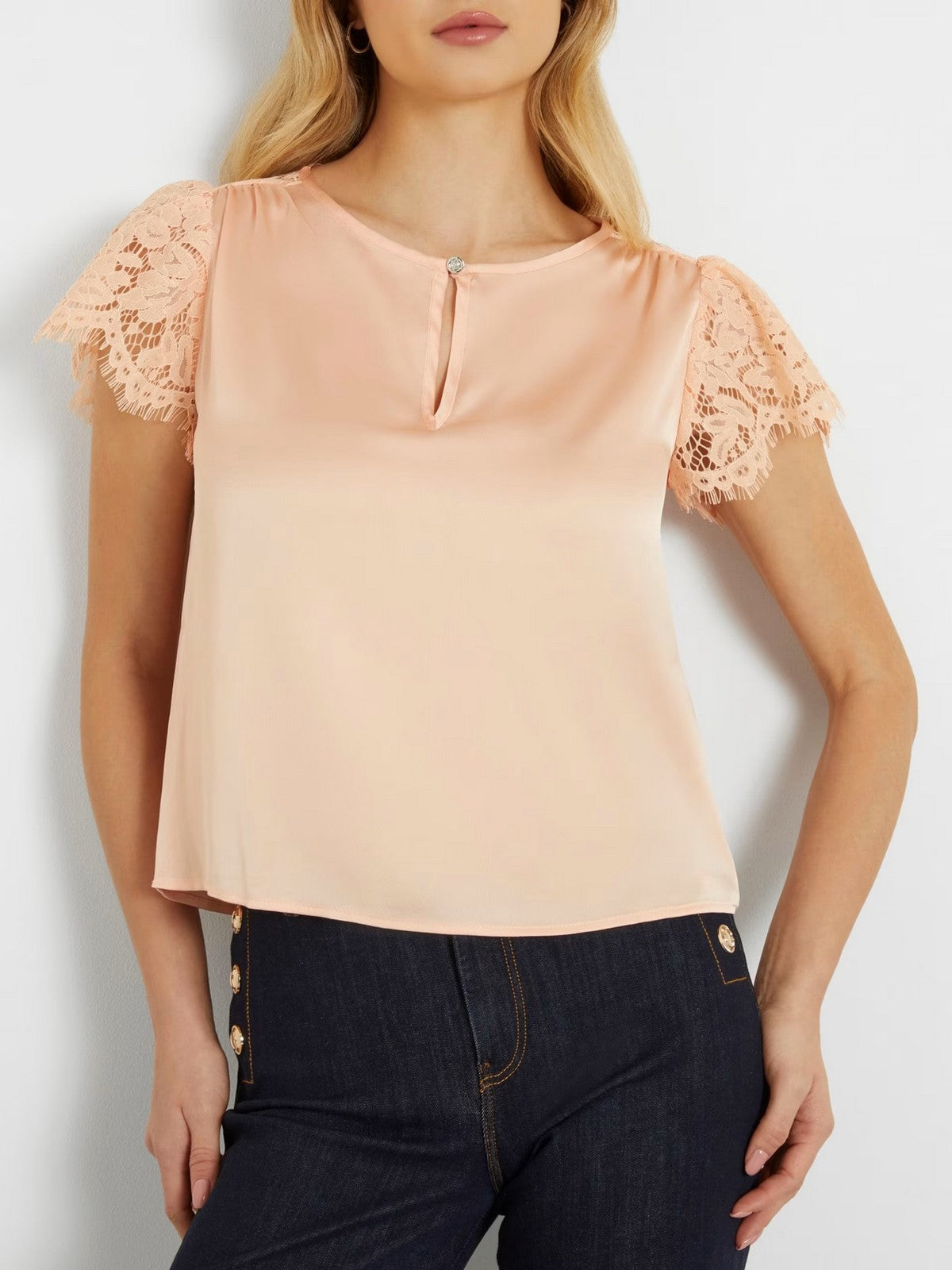 GUESS Femmes Top Ss Guendalina Top W4GH86 WD8G2 G6J4 Rose