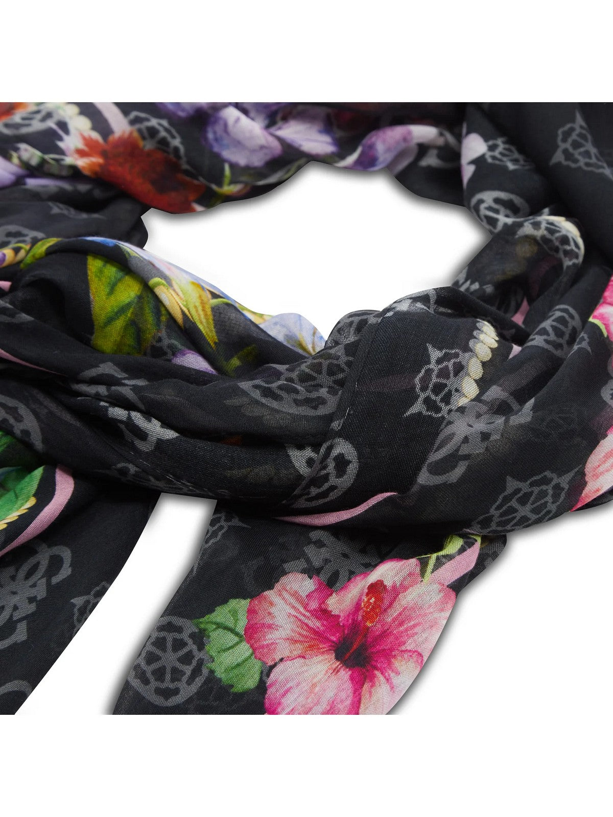 GUESS Foulard Kefiah 130X130 AW9991 COT03 BLA Noir pour femme