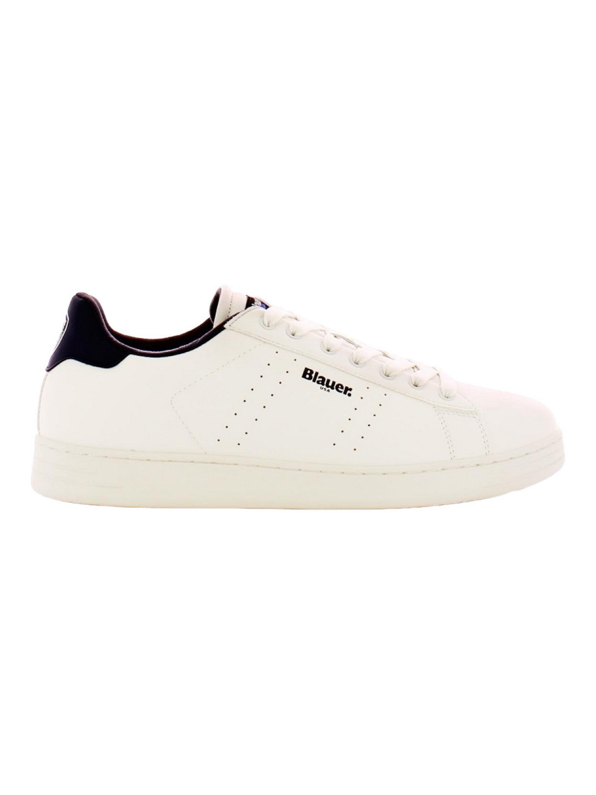 BLAUER Hommes Sneaker GRANT01 S4GRANT01/PUC WHI/NVY Blanc