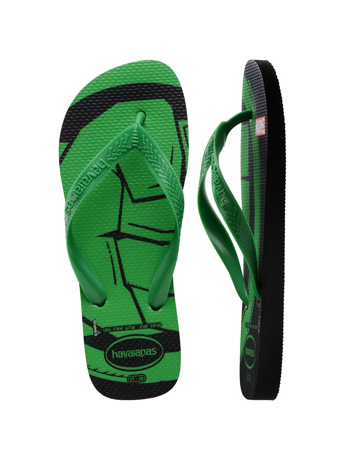 Tongs pour hommes HAVAIANAS Hav. Top Marvel Logomania 4146953.5579 Noir