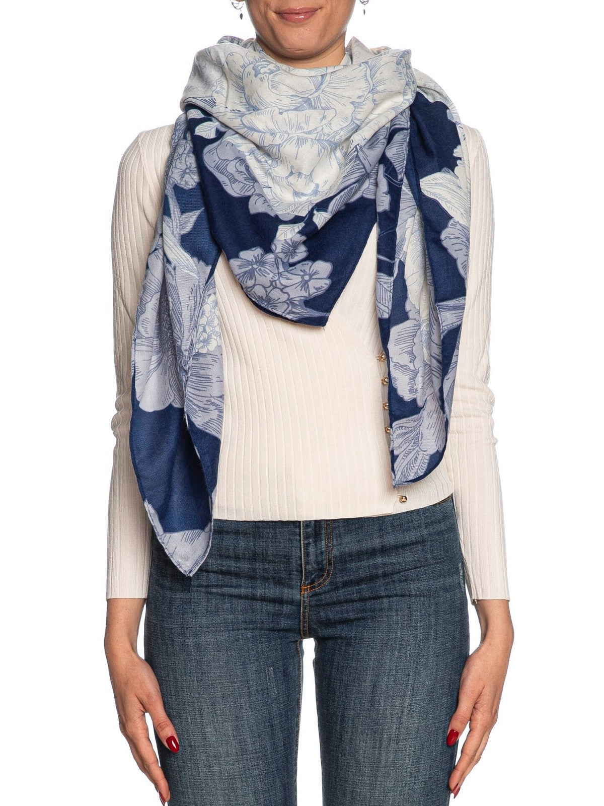 Foulard GUESS pour femme Kefiah 140X140 AW9988 POL03 BLUE