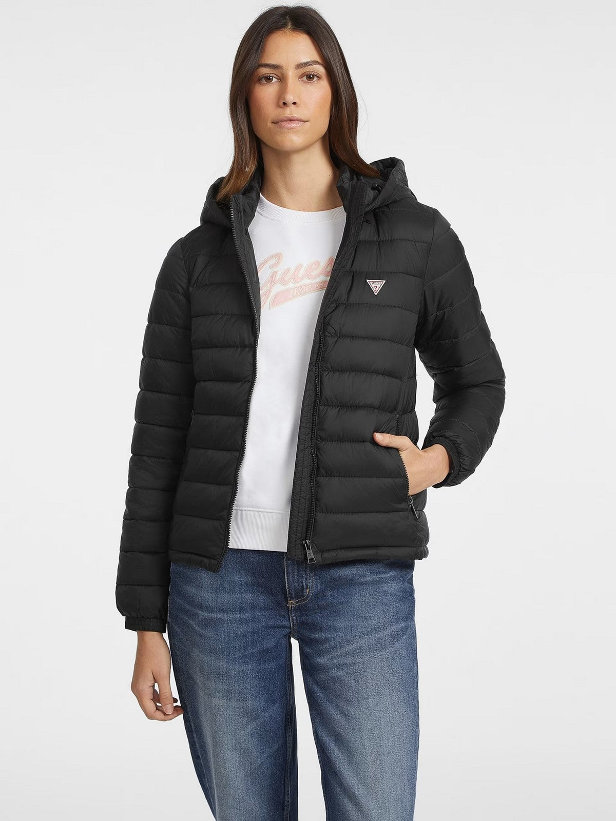 Doudoune GUESS pour femme GJ HOODED PUFFER W4YL00 WG922 JBLK Noir