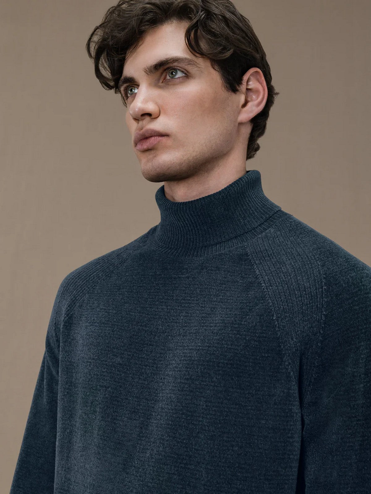 RRD Hommes VELVET TURTLENECK KNIT pull à col roulé W24133 62 Bleu