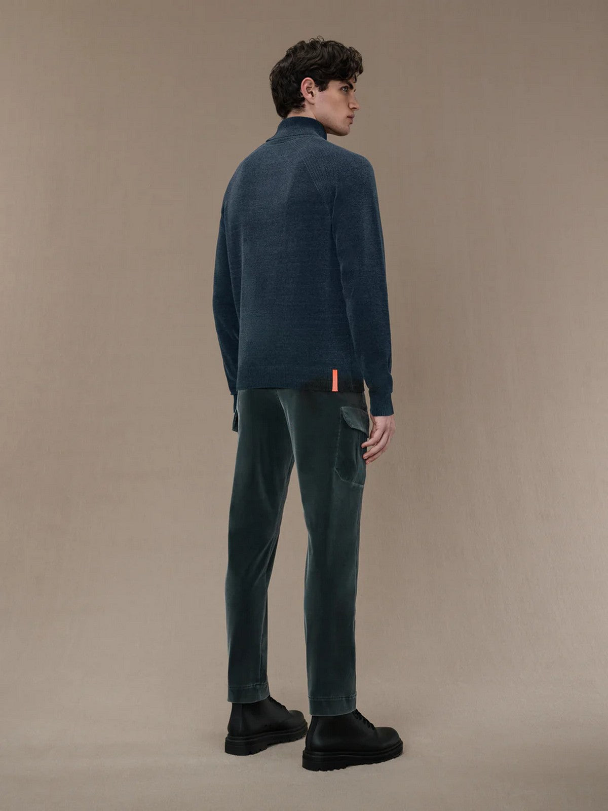 RRD Hommes VELVET TURTLENECK KNIT pull à col roulé W24133 62 Bleu