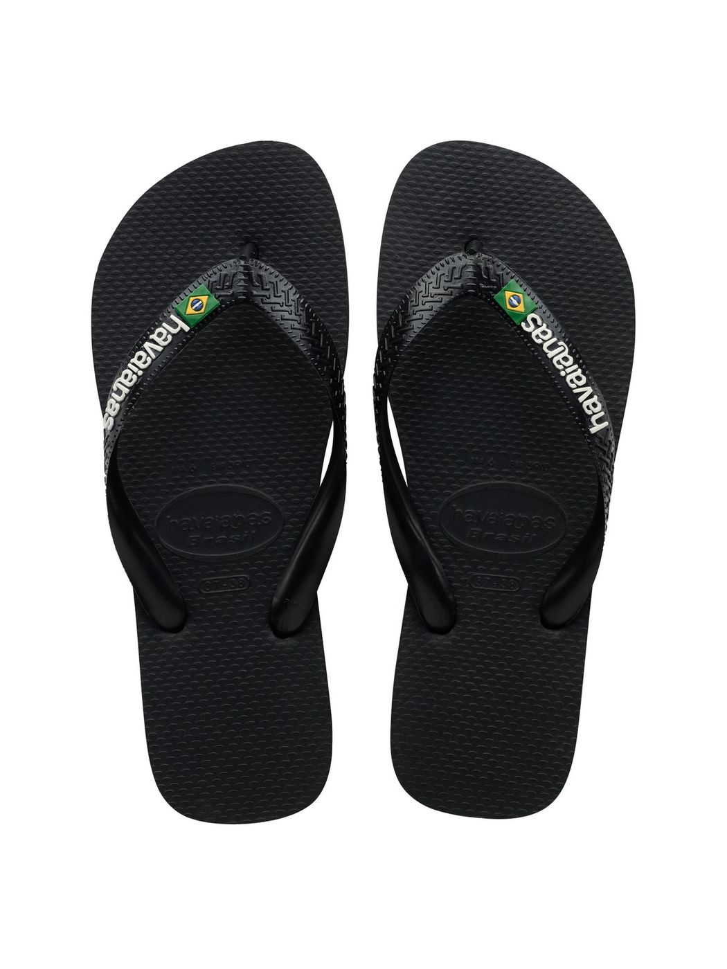 Tongs unisexes adultes HAVAIANAS Hav. Brasil logo 4110850.1069 Noir