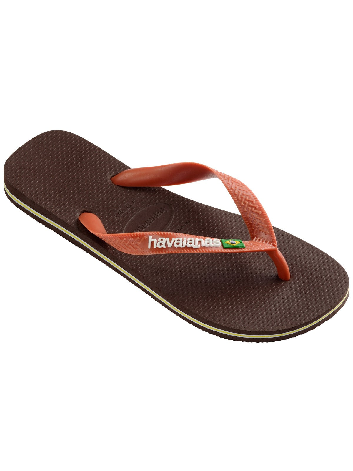 Tongs unisexes adultes HAVAIANAS Hav. Brasil logo 4110850.3059 Marron