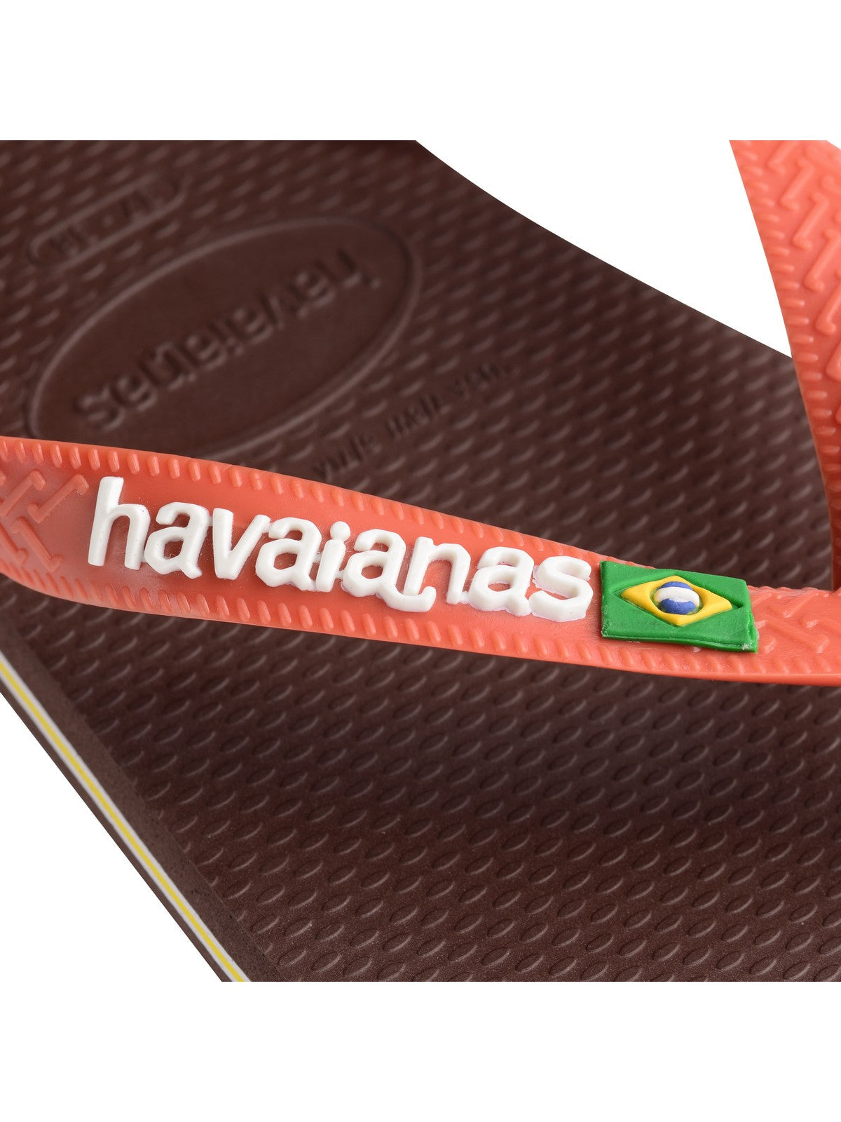 Tongs unisexes adultes HAVAIANAS Hav. Brasil logo 4110850.3059 Marron